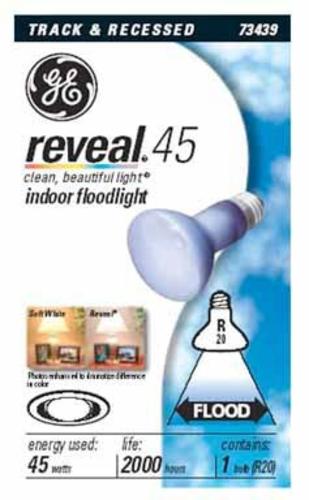 Ge 73439 Reveal R20 Reflector Floodlight Light Bulb, 45 Watts