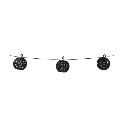 Boston Harbor 27100 Solar Dancing Flame Rattan Ball String Light, Black
