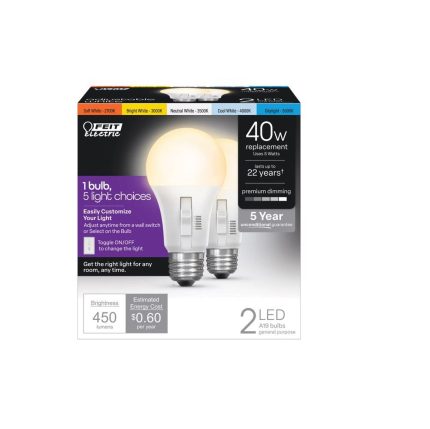 Feit Electric OM40DM/6WYCA/2 A19 LED Bulb, Color Changing