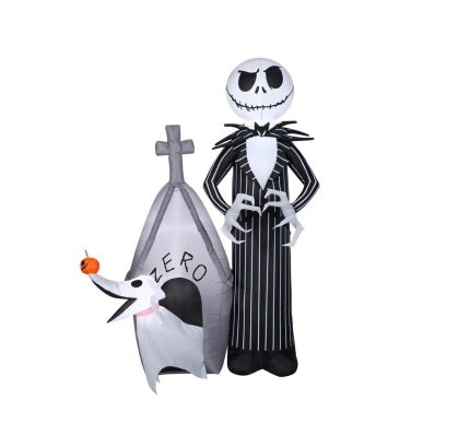 Gemmy 224416 Airblown LED Jack Skellington Jack and Zero Inflatable, 5 Feet