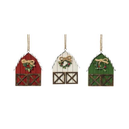 Gerson 2532330 Christmas Ornament Holiday Barn, 5.75 Inch