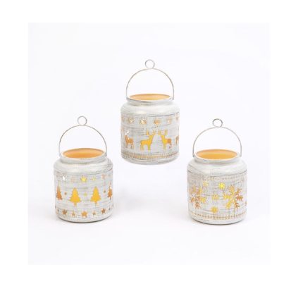 Gerson 2435800 LED Winter Scene Lanterns, White