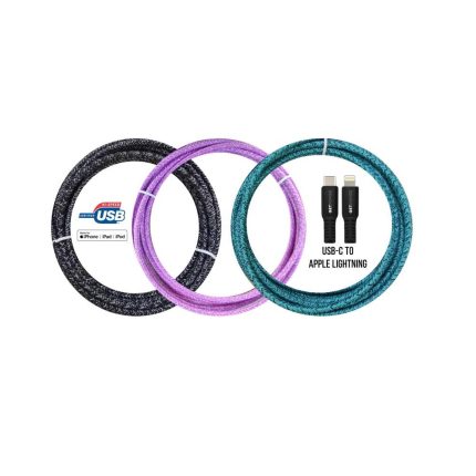 GetPower GP-XL-BRDC-L Braided Lightning to USB-C, Assorted Color