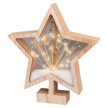 Lumineo 486421 LED Lighted Star Christmas Table Decor, Brown
