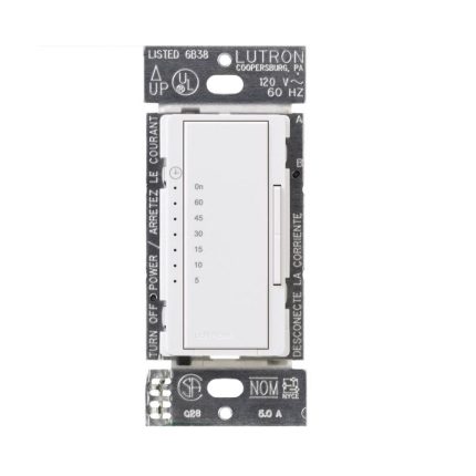 Lutron MA-T51MNH-WH Maestro Countdown Timer, 150 Watts, 120 Volt