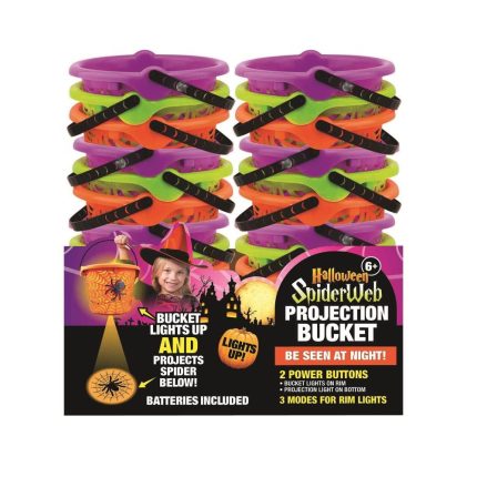Magic Seasons 768175 Halloween Spider Web LED Projection Bucket, Assorted Color