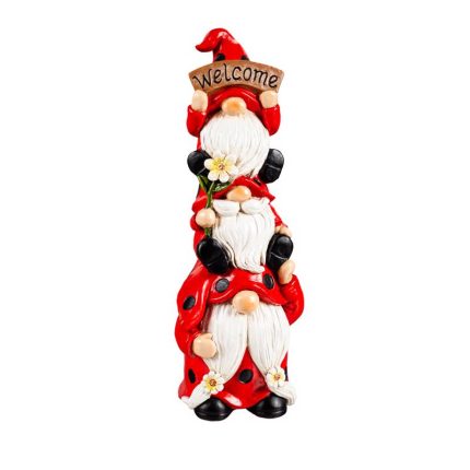 Meadowcreek ZAC84G4018 Gnome Stacked Trio Statue, Multicolored