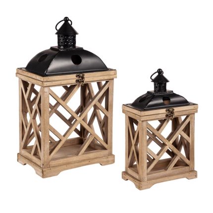 Meadowcreek ZAC84G3794 Hurricane Lantern, Black/Brown
