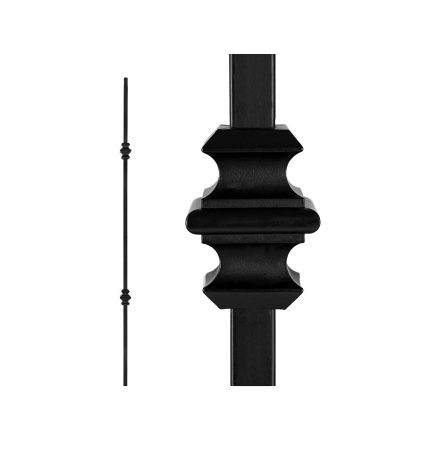 Nuvo Iron SQI2C Double Collar Stair Baluster, Steel, Black