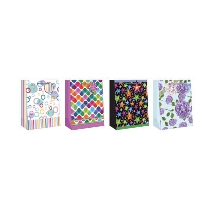 Paper Images EGBT2A-4 General Designs Medium Christmas Gift Bag, Assorted Color
