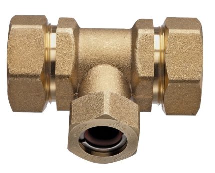 Pro-Flex PFTE-CCBC Tube Tee, 3/4 x 1/2 Inch, Brass