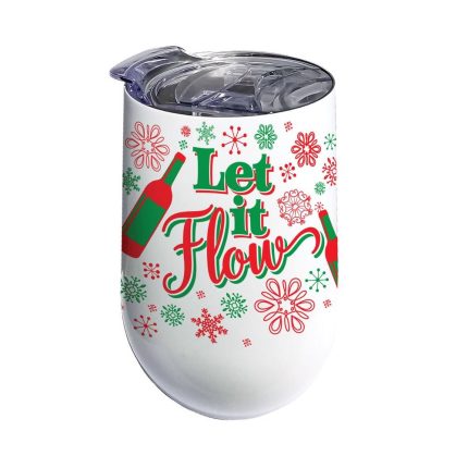 Spoontiques 16971 Multicolored Let It Flow Wine Tumbler, 16 Ounce Capacity