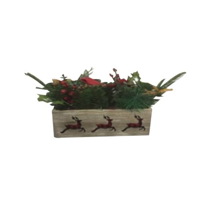 Santas Forest 23601 Decorated Wooden Box With Die Cut Deer