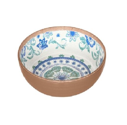 TarHong PAN5080TMBTF Rio Turquoise Floral Bowl, Melamine
