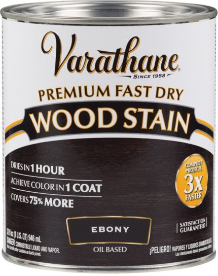 Varathane 269395 Premium Fast Dry Wood Stain, Ebony, Quart