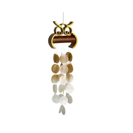 Woodstock Chimes OWLC Hoot Owl Capiz Wind Chime, Brown
